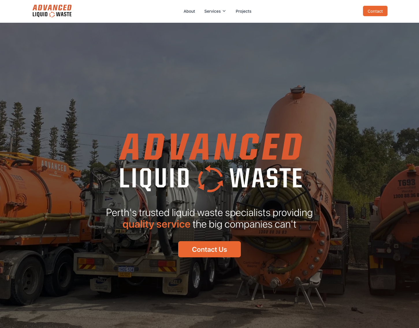 Advanced Liquid Waste website screenshot